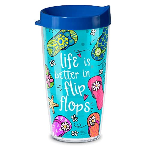 24-Ounce,Flip Flop Shimmer and Sequins Ladies TERVIS Boxed Tumbler 